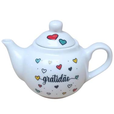 Imagem de Bule Chaleira 500ml Gratidão - Porcelana Decorada de Alta Qualidade - 