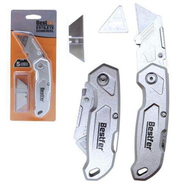 Imagem de Estilete dobravel 6" com capa protetora 5 laminas extras  bfh3044  bes