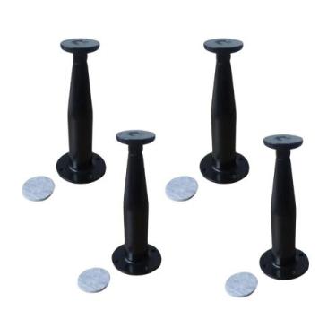 Imagem de 04 Pé Armário Távola Alumínio P/ Móveis 10cm Regulável Preto - ALUMIAL