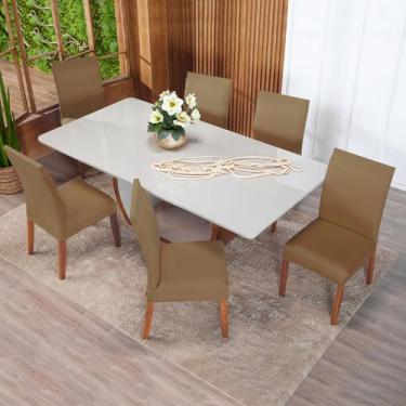 Imagem de Kit Capa De Cadeiras 06 Unidades Malha - Lenharo Enxovais, AVELÃ