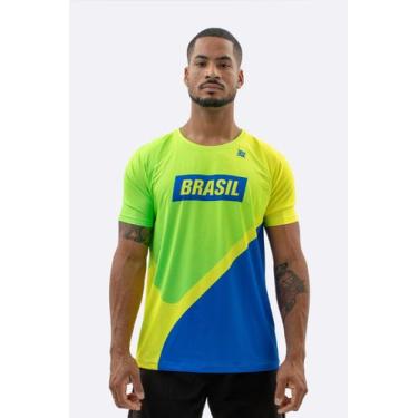 Imagem de Camiseta Dry HUPI Brasa 3 Masculina, GG, Verde, Amarelo, Azul