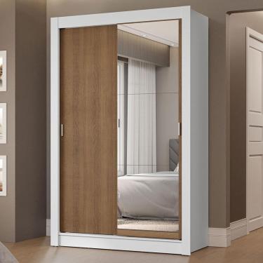 Imagem de Guarda-roupa Solteiro 2 Portas Correr 2 Gav Branco/Rústico