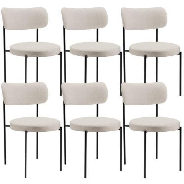 Imagem de Kit 06 Cadeiras Estofadas Para Sala De Jantar Louise L02 Linho Cru - Lyam Decor