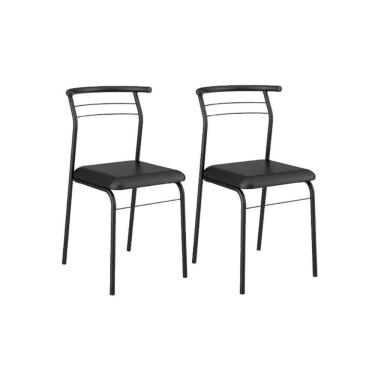 Imagem de Cadeira de Cozinha 1708 Aço Kit 2 Uni Preto/Courano Preto - Carraro