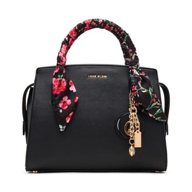 Imagem de Anne Klein Bolsa feminina com alça de cachecol médio com alça conversível, preta