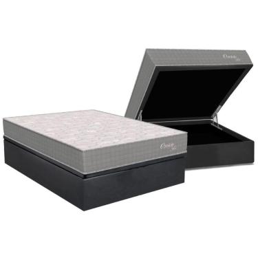 Imagem de Cama Box Baú Casal: Colchão Molas Ensacadas Orthoflex Orvieto New + Base Crc Suede Gray (138x188)