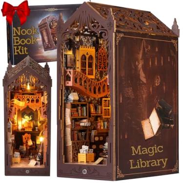 Imagem de HURUC Book Nook Kit – Library Theme DIY Booknook with LED Lights | Book Nook Kits for Adults, Teens | Beginner-Friendly Nook Book for Home Décor | Perfect Booknook DIY Kit Gift