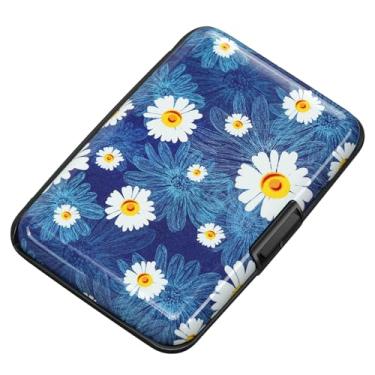 Imagem de ELFISH Mini carteira de alumínio RFID porta-cartões de crédito capa de metal para identidade masculina e feminina, Flor branca, small, Carteira RFID