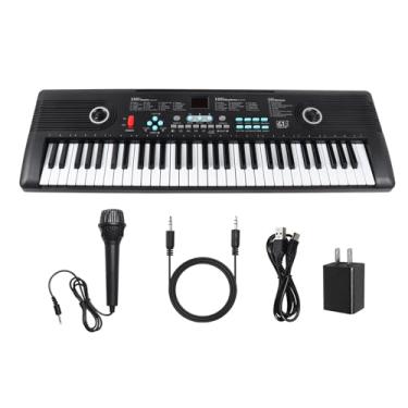 Imagem de Teclado de piano com 61 teclas com alto-falante e microfone embutidos, piano digital eletrônico portátil para iniciantes, instrumento musical perfeito para iniciantes, presente ideal para aspirantes a