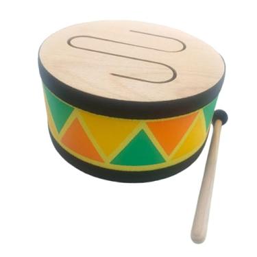 Imagem de Colaxi Tambor de mão de madeira, instrumento de percussão Orff com acessórios de baqueta, multifuncional, brinquedo musical para crianças pequenas, diâmetro