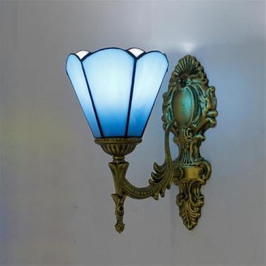 Imagem de Luminária de parede retrô americana em vidro colorido com LED, estilo europeu, luxuosa, para sala de estar, restaurante, quarto, escritório, casa de campo, hotel, café, bar e corredor (G 1 l