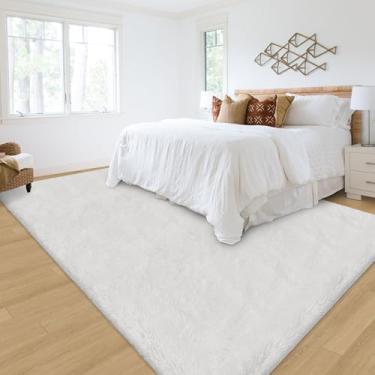 Imagem de ZJYeRug Tapete felpudo branco para quarto, 1,8 x 2,7 m, embaixo da cama, tapetes grandes antiderrapantes de 1,8 x 2,7 m para sala de estar, tapete fofo para sala de jogos, tapete macio de pelúcia para