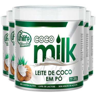 Imagem de Kit 5 Coco Milk Unilife Leite De Coco Em Pó 200g