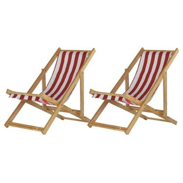 Imagem de Kit 2 Cadeira Espreguiçadeira Dobrável S-b-l Verm-branco