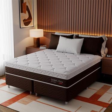 Imagem de Cama Box com Colchão Queen Sigma Flow (23x158x198) Marrom e Branco