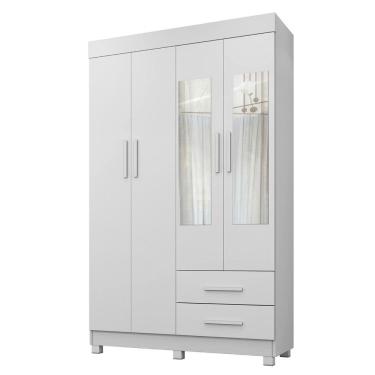 Imagem de Guarda Roupa Leblon 4 Portas 2 Gavetas 5 Prateleiras Com Espelho - Benetil