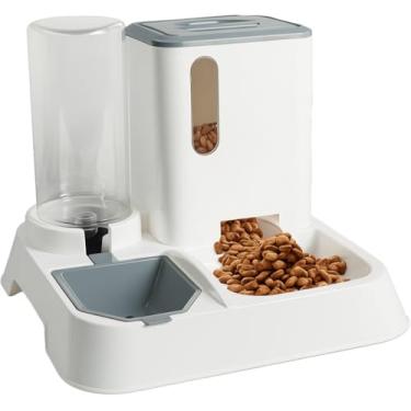 Imagem de Bebedouro Comedouro para CãEs，Comedouros e Bebedouros AutomáTicos，Colher IncluíDa，para Facilitar os Cuidados DiáRios do Dono e Melhorar as CondiçõEs Alimentares do Animal de EstimaçãO.(Branco)