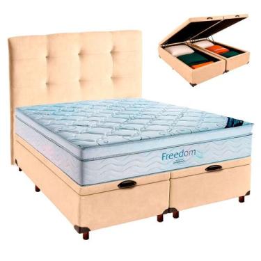 Imagem de Bau Blindado Perola+Colchão Queen Freedom Ortobom+Cabeceira