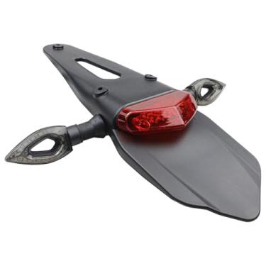 Imagem de Kit de luz traseira e seta de motocicleta, estrutura abdominal, ajuste universal, lentes vermelhas e fumê