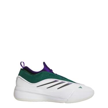 Imagem de adidas Tênis de basquete unissex adulto Dame 9, Branco/preto/verde universitário, 21 Women/20 Men