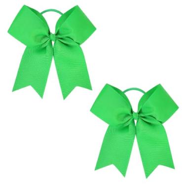 Imagem de 2 peças de laços de torcida para meninas – suportes de rabo de cavalo com fita de gorgorão de 12 cm, acessórios de cabelo feitos à mão para líderes de torcida para adolescentes e equipes esportivas