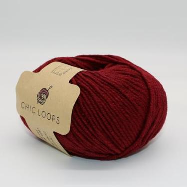 Imagem de Chic Loops Fio grosso de tricô, 100% lã de merino, 100 metros, macio, quente e amigo da pele, para tricô à mão, crochê, suéteres, cachecóis, chapéus (vermelho bordo)