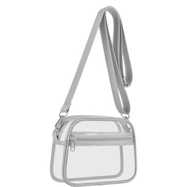 Imagem de USPECLARE Bolsa transparente para eventos em estádios, bolsas transparentes para fãs de esportes, bolsa transversal transparente para shows e festivais, Prata, Large
