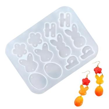 Imagem de Moldes Para Brincos,Faça Você Mesmo Na Páscoa - Borboleta Flor Coelho Ovo Moldes Silicone Pingentes | Para Família Homens Mulheres Crianças Casa Escola