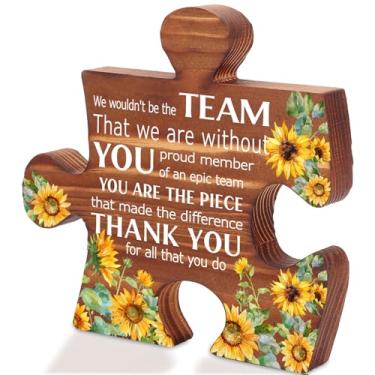 Imagem de Placa de quebra-cabeça Team Appreciation para colega de trabalho voluntário, presente de agradecimento do chefe, decoração de mesa para escritório, despedida, aposentadoria, aniversário, lembrança
