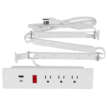 Imagem de Kit de saída de gaveta, tomada embutida para móveis, régua de alimentação com interruptor de proteção contra sobrecarga, soquete de gaveta sem bagunça com braço de gerenciamento de cabo de extensão de