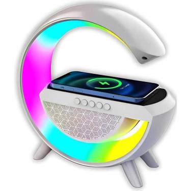 Imagem de Luminária Bluetooth Caixa Som Carregador Indução RGB