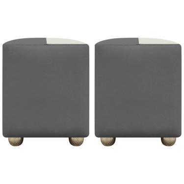 Imagem de Kit 2 Puffs Decorativos Quadrado Urban - Cinza-Bege Corino