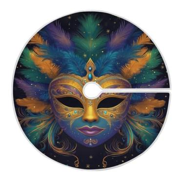 Imagem de Blueangle Saia de árvore colorida para Mardi Gras de 118 cm, saia de poliéster macio para decoração de carnaval (164)