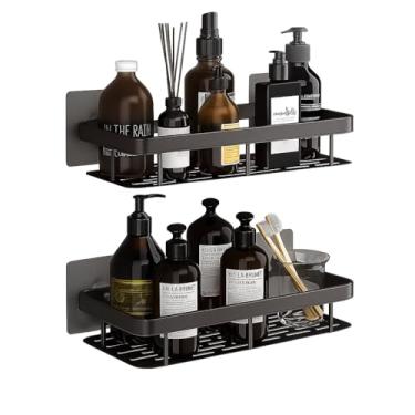 Imagem de KIT 2 Suporte de Shampoo Organizador Prateleira Nicho Sem Furar Banheiro Box Premium (1, Preto)