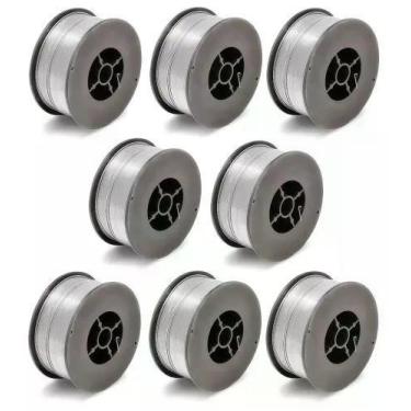 Imagem de Kit - 8 Arame Para Solda Mig Revestido Uso Sem Gás 0,8mm E71T-SG - Rol