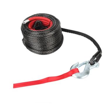 Imagem de Kit de corda de guincho sintético de 10 mm x 30 m Corda de reboque resistente ao desgaste à prova de UV com gancho de liga de aço para caminhões de veículos off-road UTVs