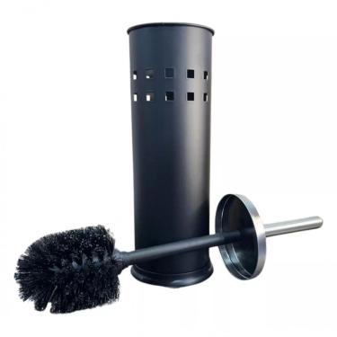 Imagem de Escova Sanitária Black Com Tampa Em Inox Preto 38 Cm - Mimo