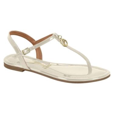 Imagem de Sandália Rasteira Feminina Vizzano – Verniz, Tiras Finas, Leve, Elegante e Confortável (Branco Off, BR, Adulto, Numérico, 38)