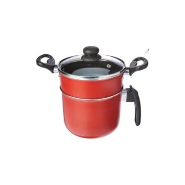 Imagem de Cuscuzeira em Alumínio, 1 Litro, Preta, 18cm Diâmetro, Cabo Resistente, para Preparar Cuscuz