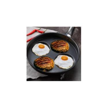 Imagem de Frigideira Antiaderente Multiuso 4 em 1, Alumínio, Preta, 4 Divisórias, 44x28x10cm, 1.5L