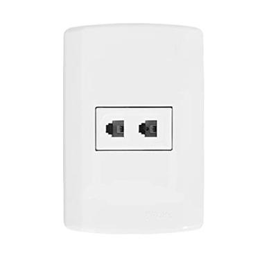 Imagem de Tomada duplo Jack RJ11 2 vias com placa branca