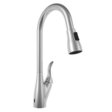 Imagem de Torneira monocomando misturador de cozinha com sensor 2 jatos com bica móvel e retrátil escovado, Arell, ARE-MC06-AE-S