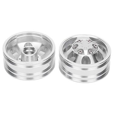 Imagem de SIWOTED RC Trailer Rodas Traseiras Dianteiras Jantes Cubos com 7 Raios para Caminhão Trator Tamiya 1/14 (Largura frontal de 140 mm / 5,5 pol.)