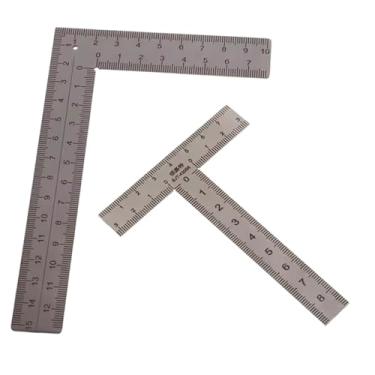 Imagem de Generic Régua de metal em aço inoxidável, 2 peças, formato T, ferramenta de desenho profissional portátil em formato L para escritório, casa e engenharia.
