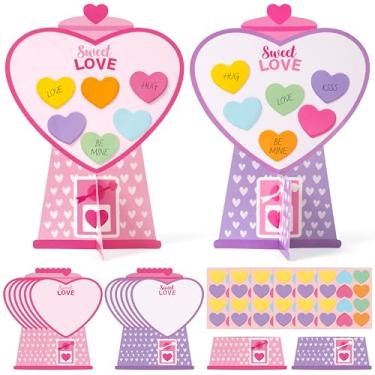 Imagem de WATINC Valentine’s Day Gumball Machine Cards Craft Kits - 24 Pcs DIY Heart Bubble Gum Machine Decorations for Home School Fun Activities, Make Your Own Valentine’s Day Gift for Kids Adults (Heart)