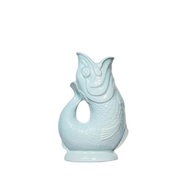 Imagem de The Original Gluggle Jug – Jarro de Glug Eau de Nil em L, 22 cm 0,6L – Jarro em forma de peixe com glug glug – Decorativo para água, coquetel, vinho e gin, decantador ou vaso – Feito à mão na