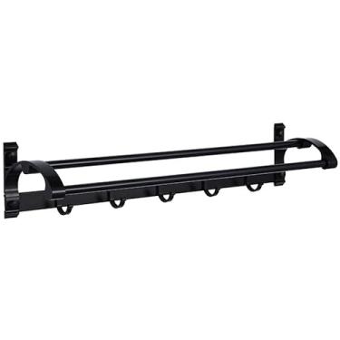 Imagem de Toalheiro toalheiro de banheiro, barra de toalha de banheiro de alumínio à prova de ferrugem haste dupla com gancho rack de armazenamento de toalhas suporte de toalha de banheiro/dourado