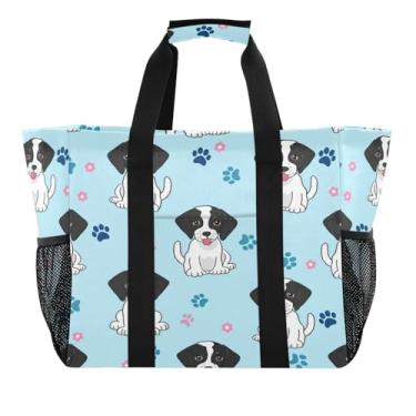 Imagem de Wassud Sacos de mercearia reutilizáveis para cães fofos, bolsa grande, impermeável, organizador de lona para praia, piquenique, lavanderia, viagem