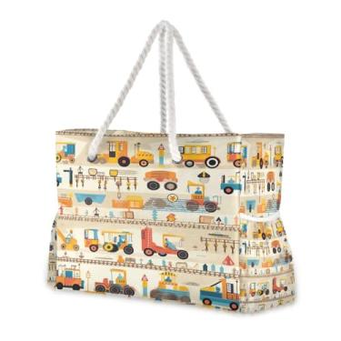 Imagem de Wassud Bolsa de praia para veículos sobre trilhos, bolsas de praia grandes para mulheres, impermeável, à prova de areia, bolsa de viagem com zíper e bolso para piscina, academia, acampamento