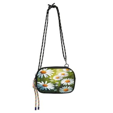 Imagem de STAYTOP Linda margarida branca pequena bolsa transversal carteira para celular para mulheres e homens, mini bolsa de viagem